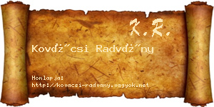 Kovácsi Radvány névjegykártya