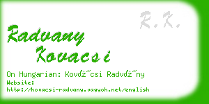 radvany kovacsi business card
